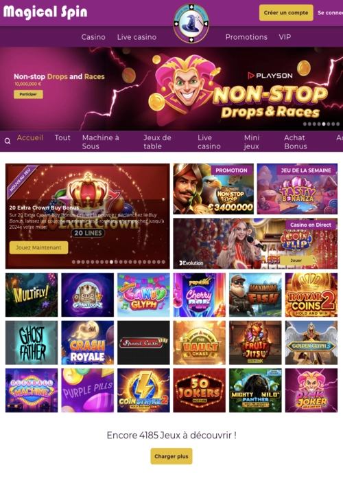 Sélection slots enchantées variées Magical Spin